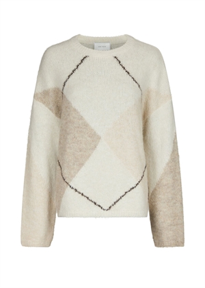 Inga check fluff knit Creme Neo Noir